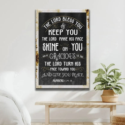 numbers 6 24 26 the lord bless you and keep you rustic farmhouse wall art canvas