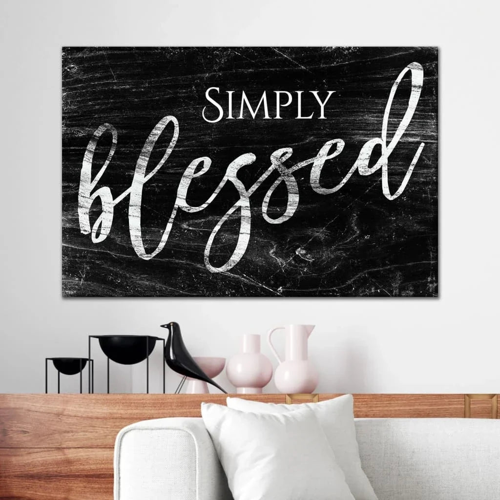 simply blessed wall art canvas modern farmhouse christian wall decor (Landscape)