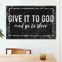 modern farmhouse give it to god and go to sleep christian wall art canvas (Landscape)