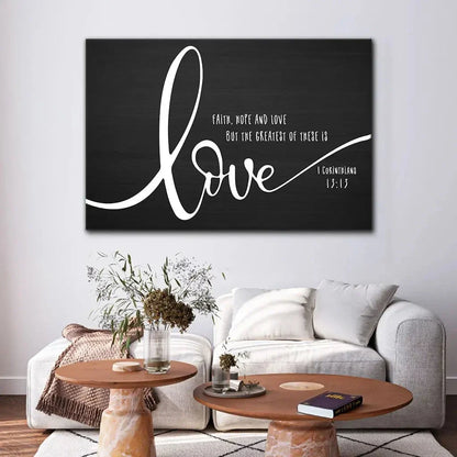 faith hope and love wall art canvas (Landscape) (view 5)