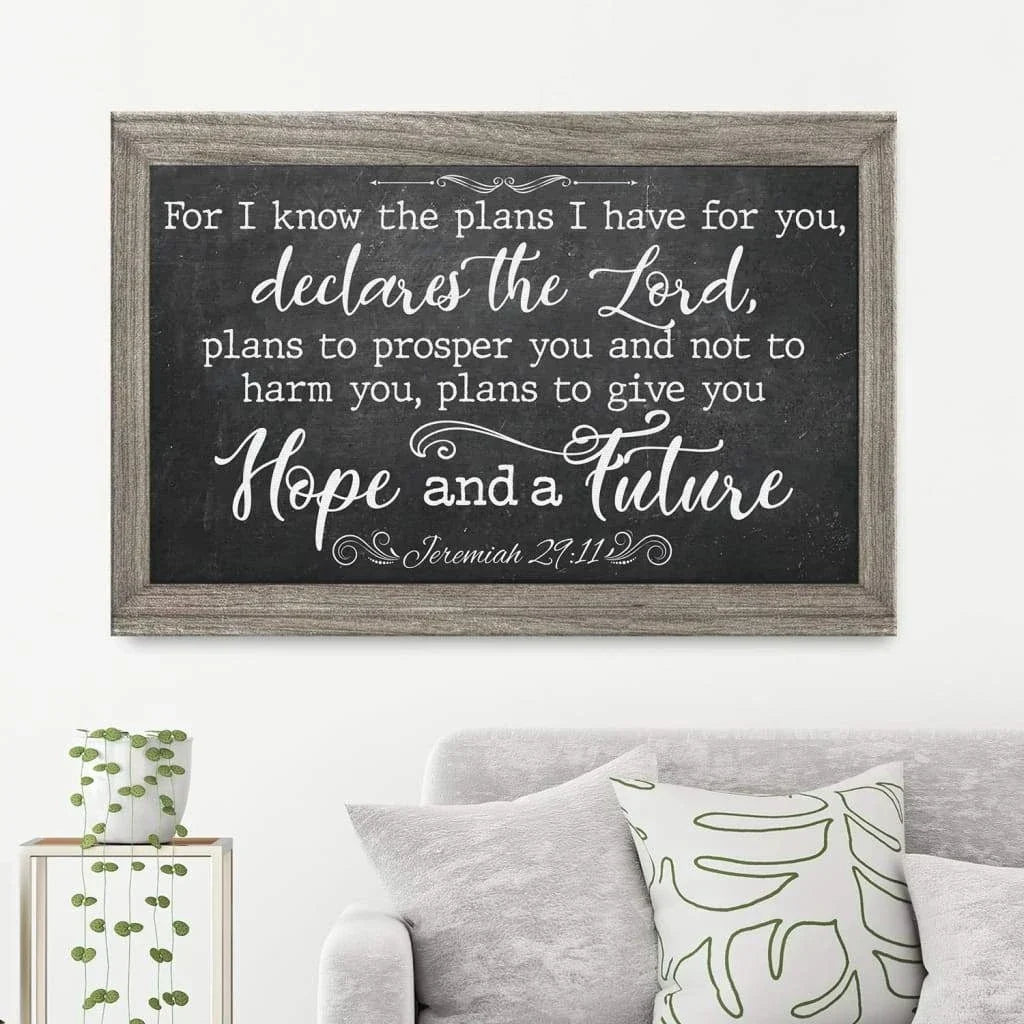 for i know the plans i have for you jeremiah 29 11 bible verse wall art canvas (Landscape) (view 2)