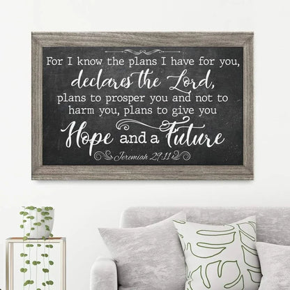 for i know the plans i have for you jeremiah 29 11 bible verse wall art canvas (Landscape) (view 2)