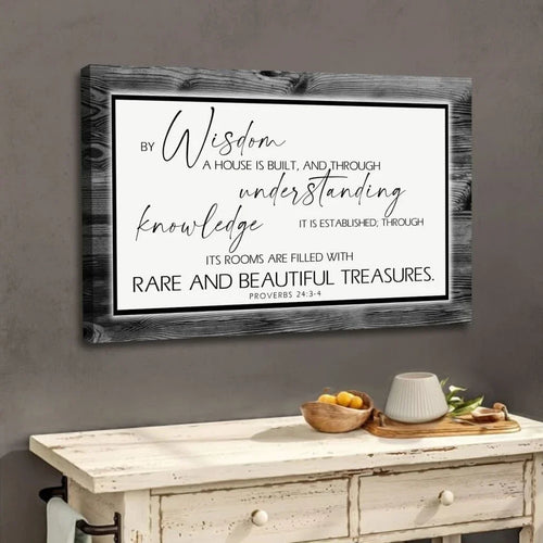 by wisdom a house is built wall art canvas bible verse wall art decor (Landscape)