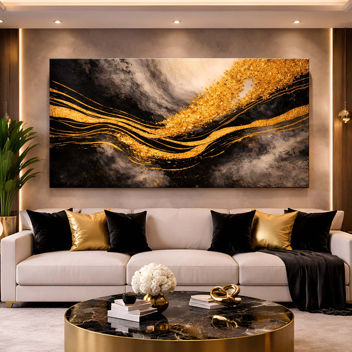 Black And Gold Gilded Currents