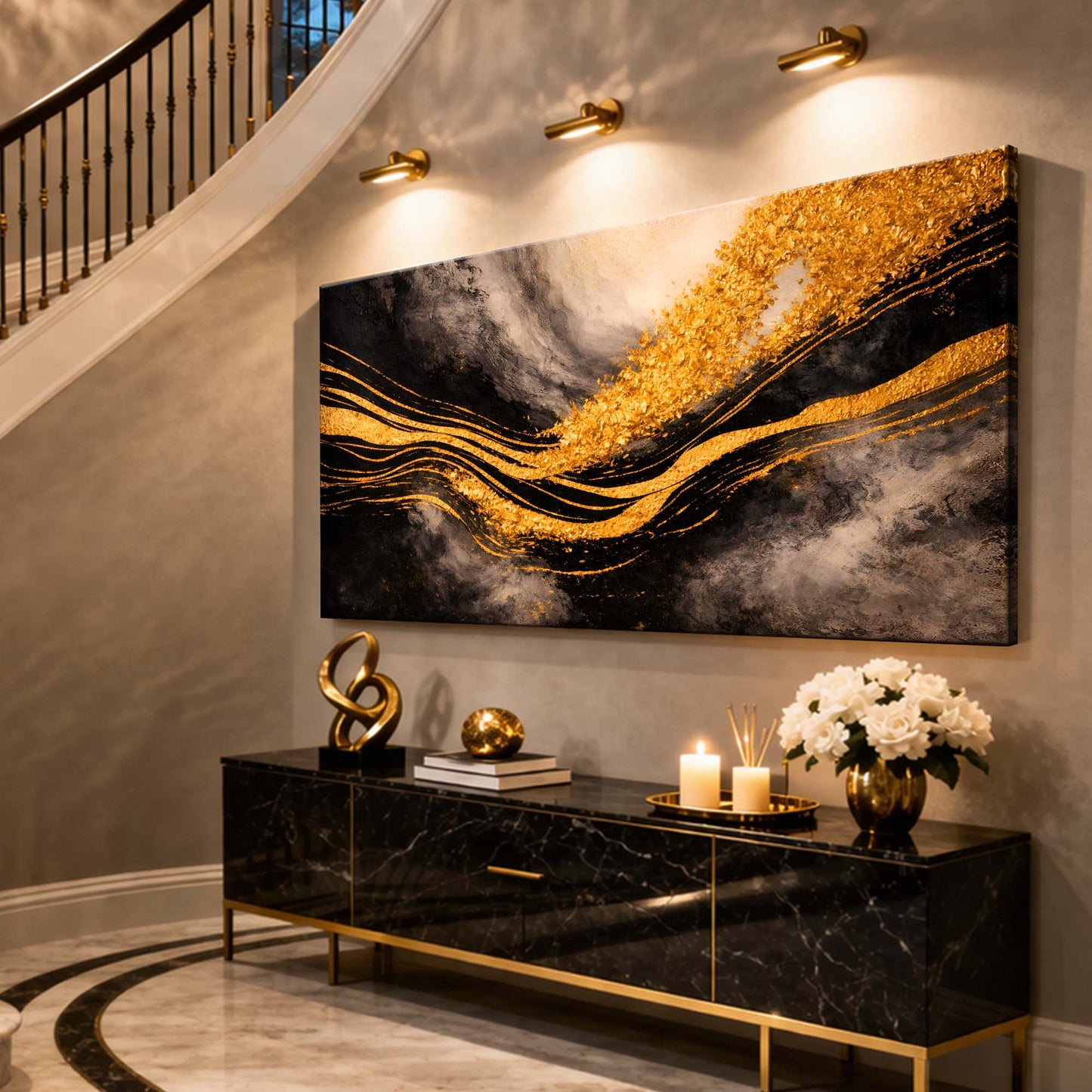 Black And Gold Gilded Currents