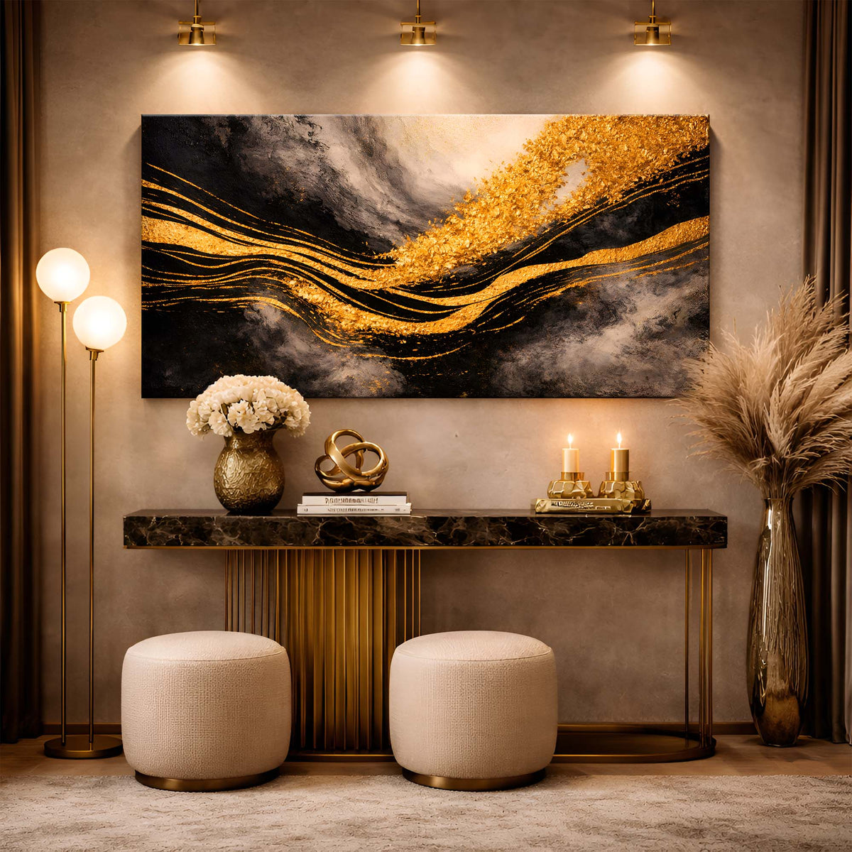 Black And Gold Gilded Currents