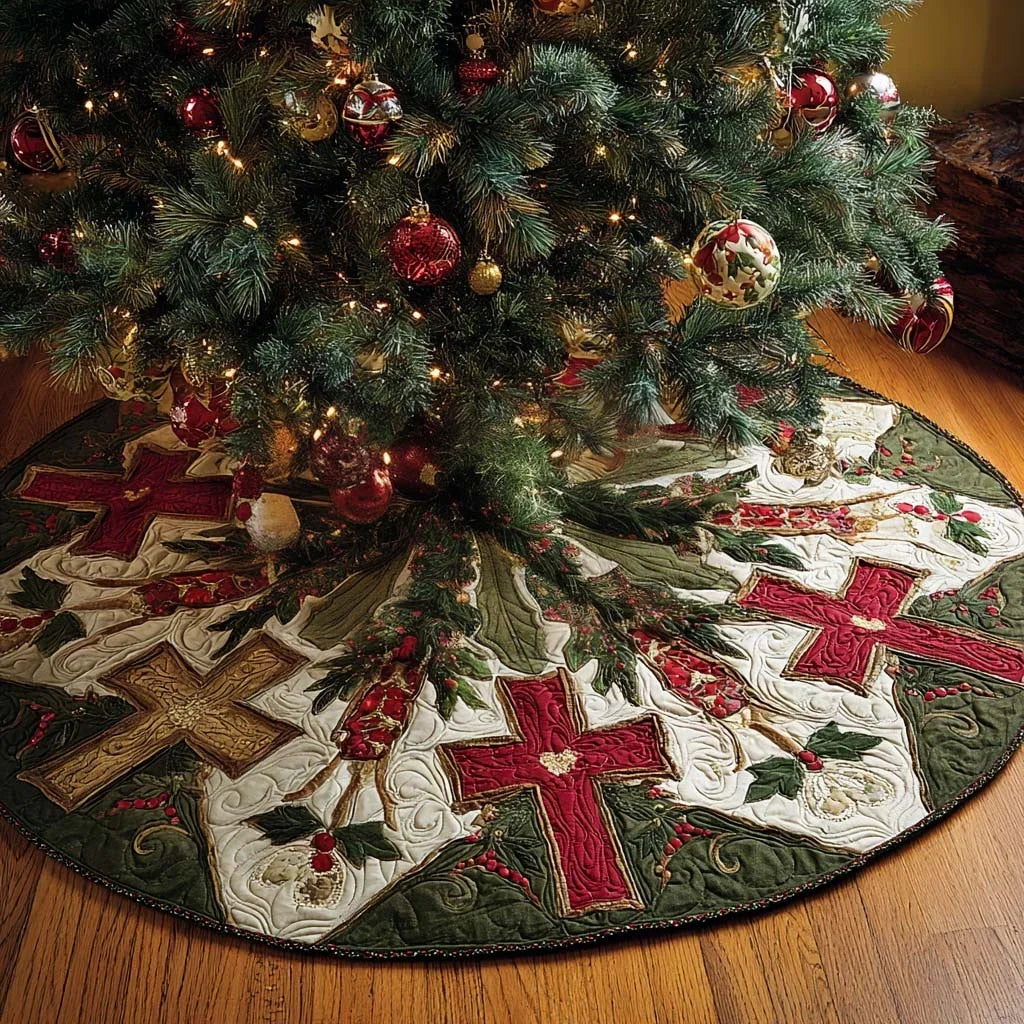 Blessed Christmas Christmas Quilted Tree Skirt