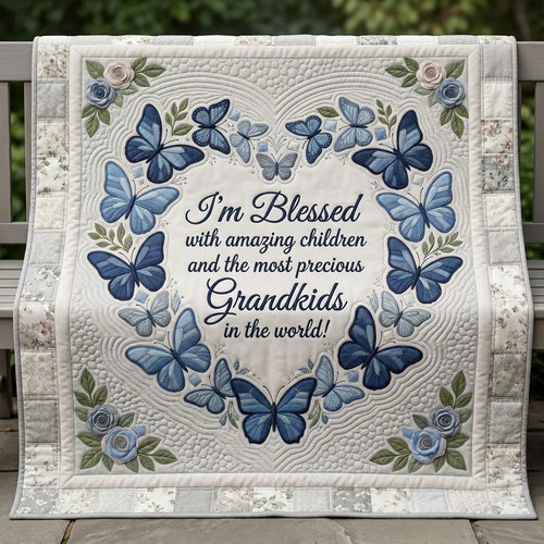 Blessed With Grandkids Butterfly Quilt Blanket