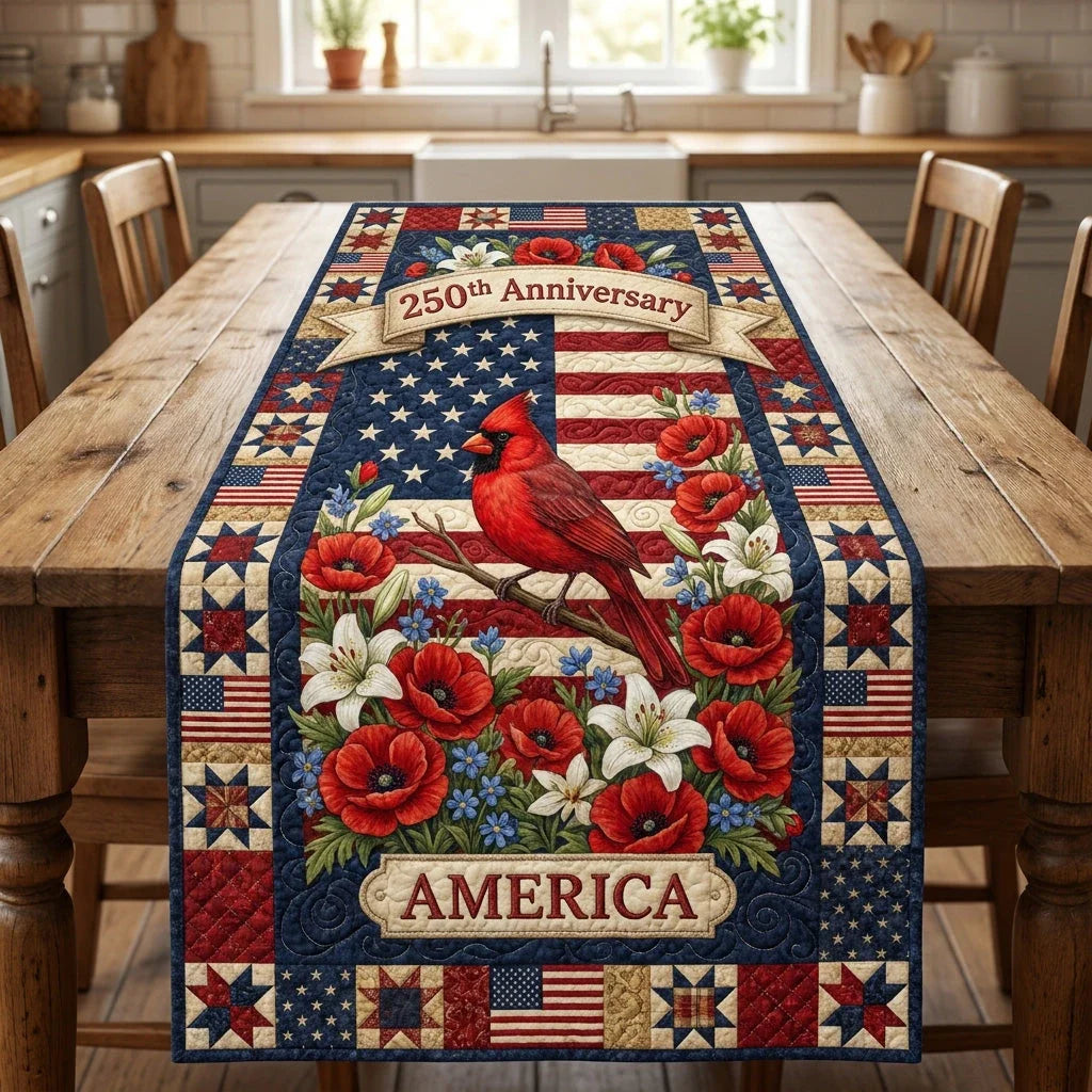 Bloom Patriot Quilted Table Runner