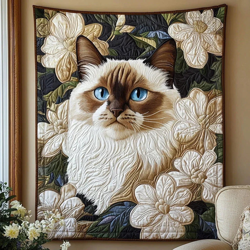 Blooming Cat Quilt Blanket
