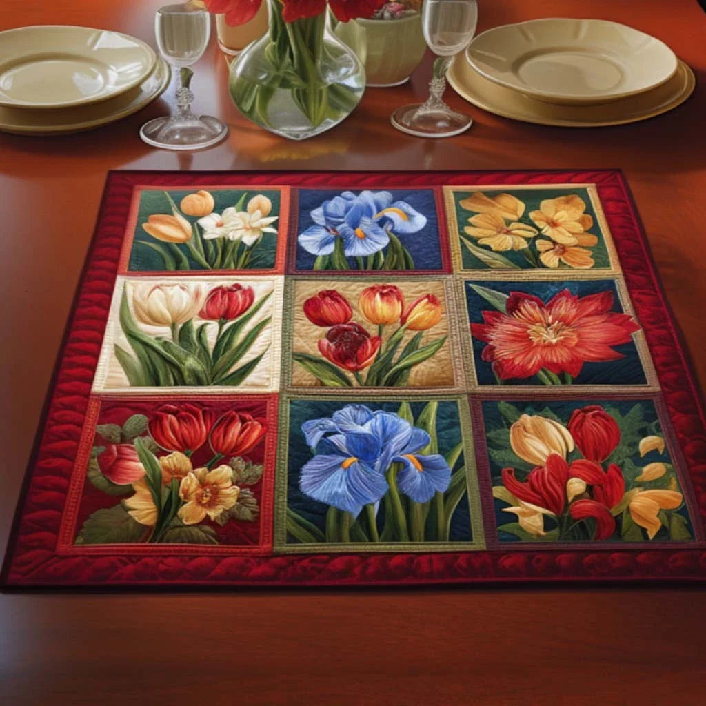 Blooming Delight Quilted Table Topper