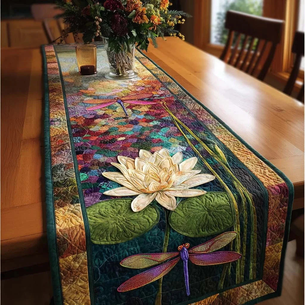 Blooming Dragonfly Quilted Table Runner