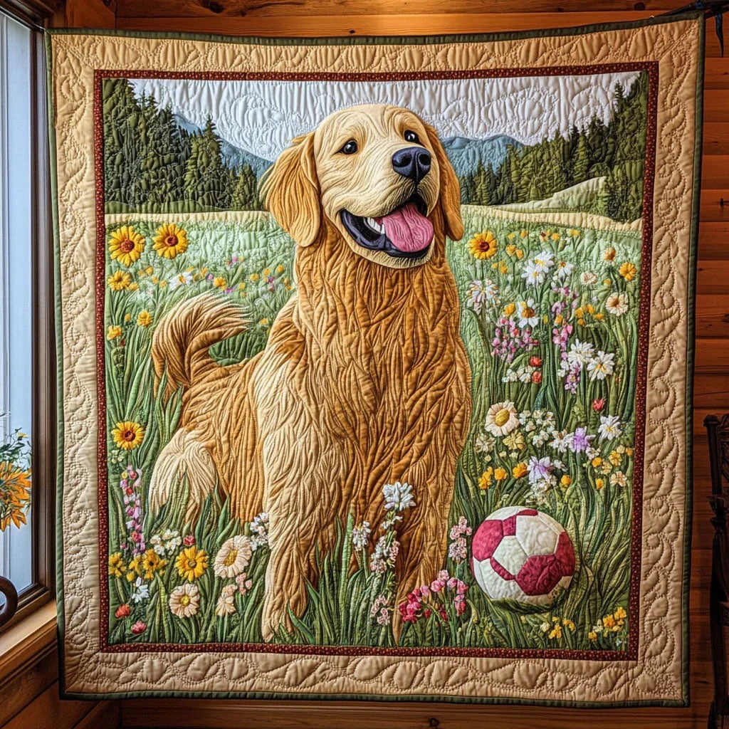 Blooming Fetch Fun Quilt Blanket
