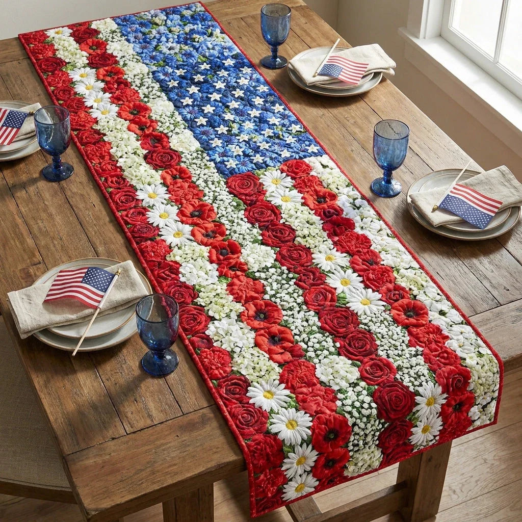 Blooming Flag Quilted Table Runner