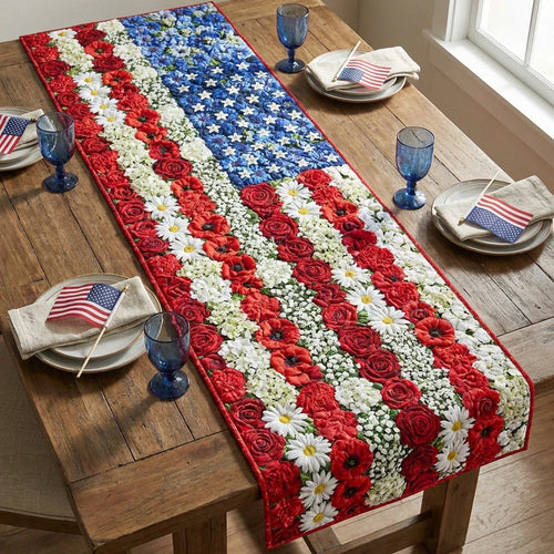Blooming Flag Quilted Table Runner
