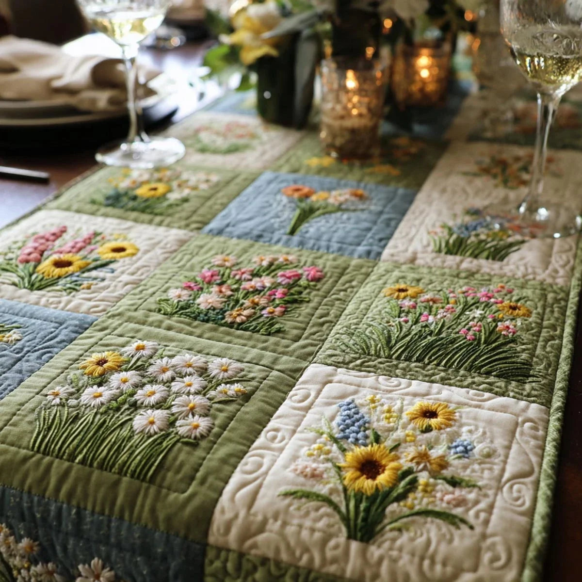 Blooming Garden Quilted Table Runner