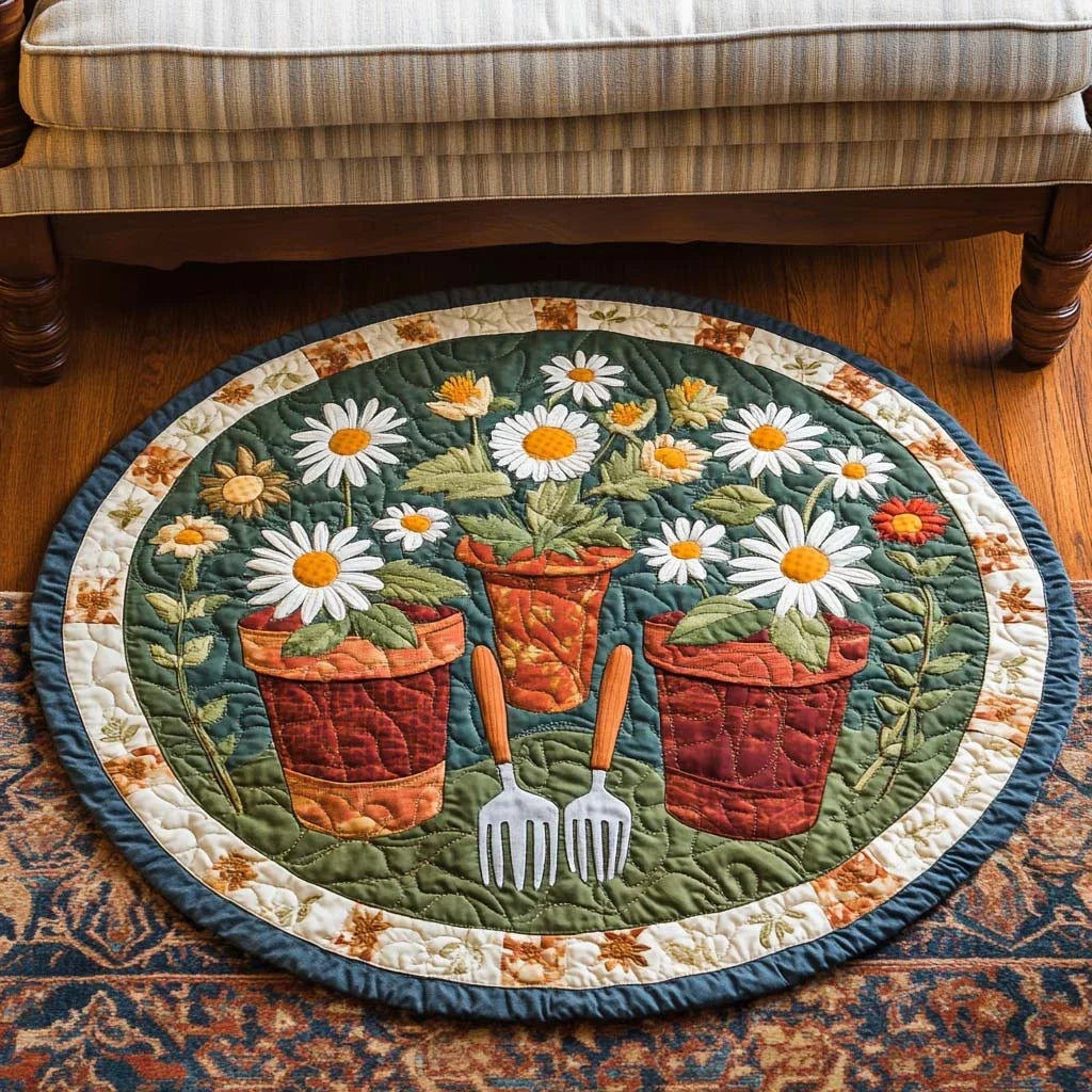 Blooming Pots Quilted Round Mat