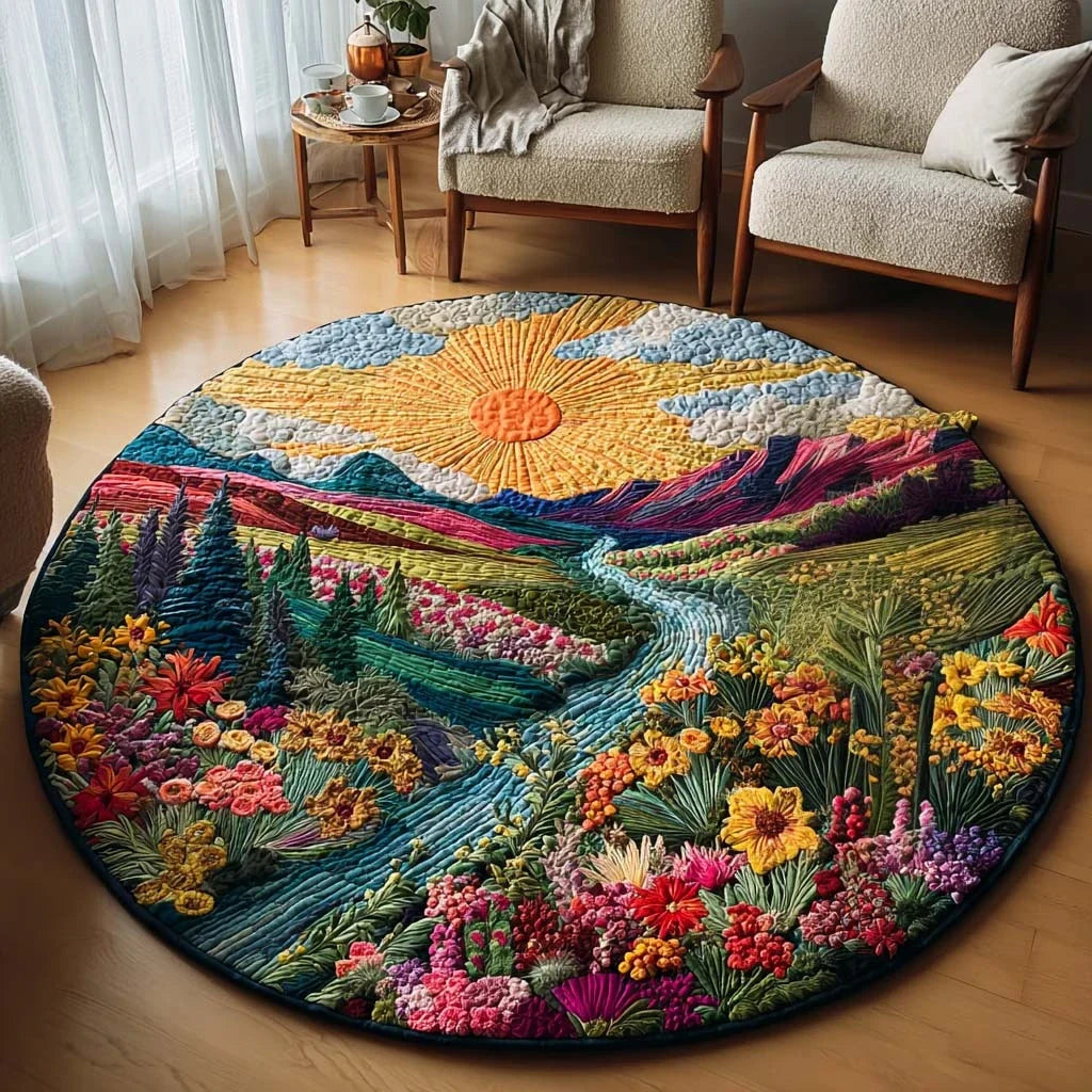 Blooming Serenity Quilted Round Mat