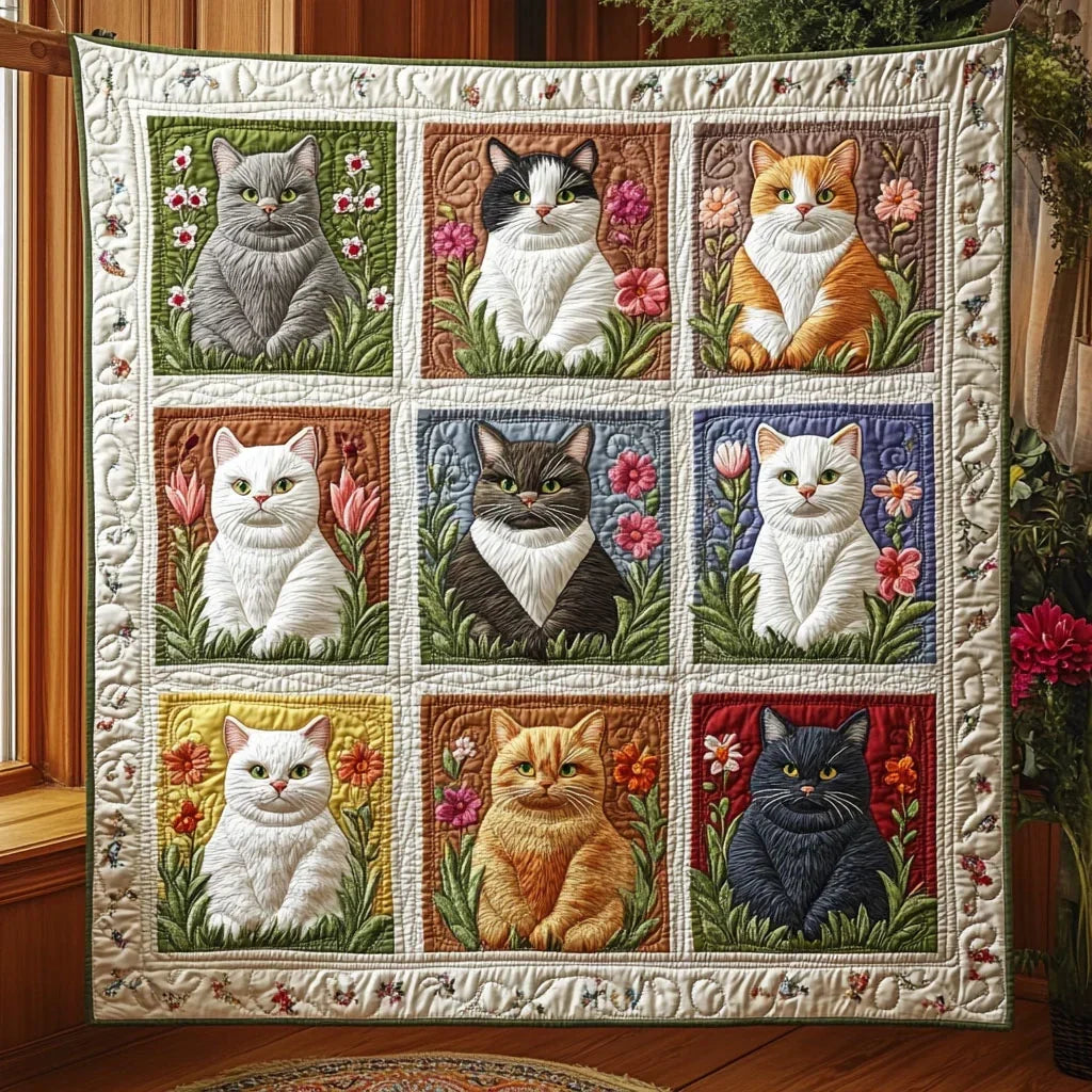 Blooming Whiskers Quilt Blanket