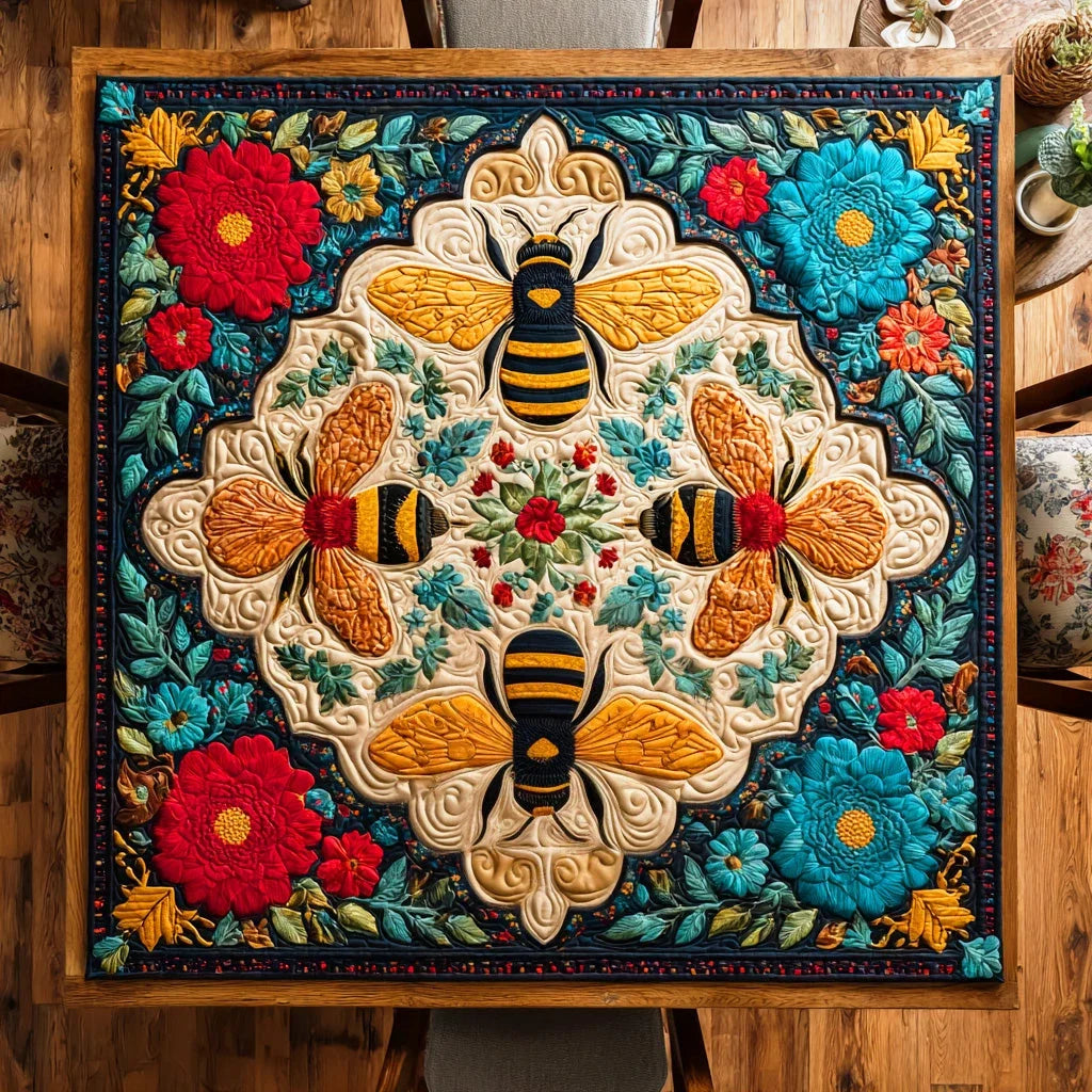 Blossom Bees Quilted Table Topper