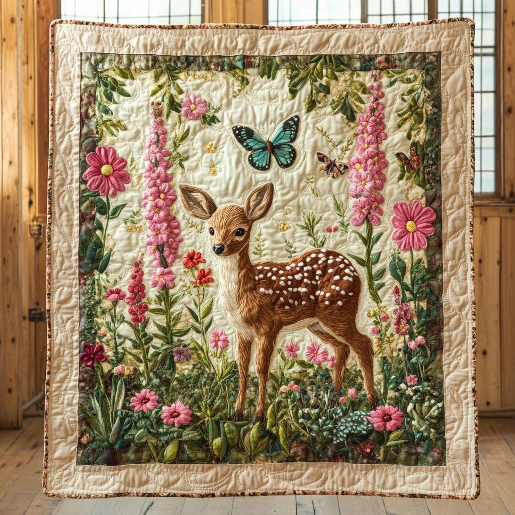 Blossom Forest Fawn Quilt Blanket