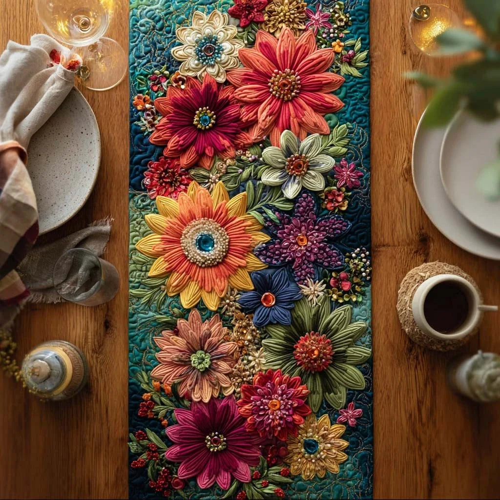 Blossom Trail Quilted Table Runner