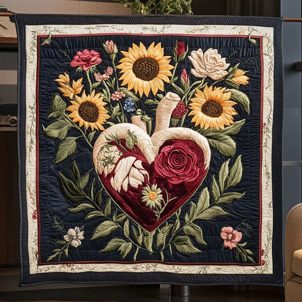Blossoming Heart Quilt Blanket