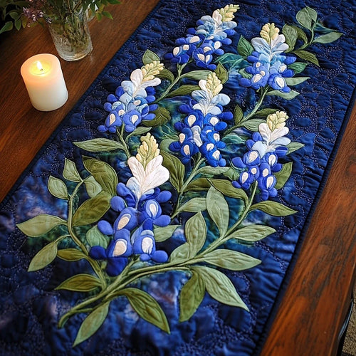 Blue Blooms Quilted Table Runner