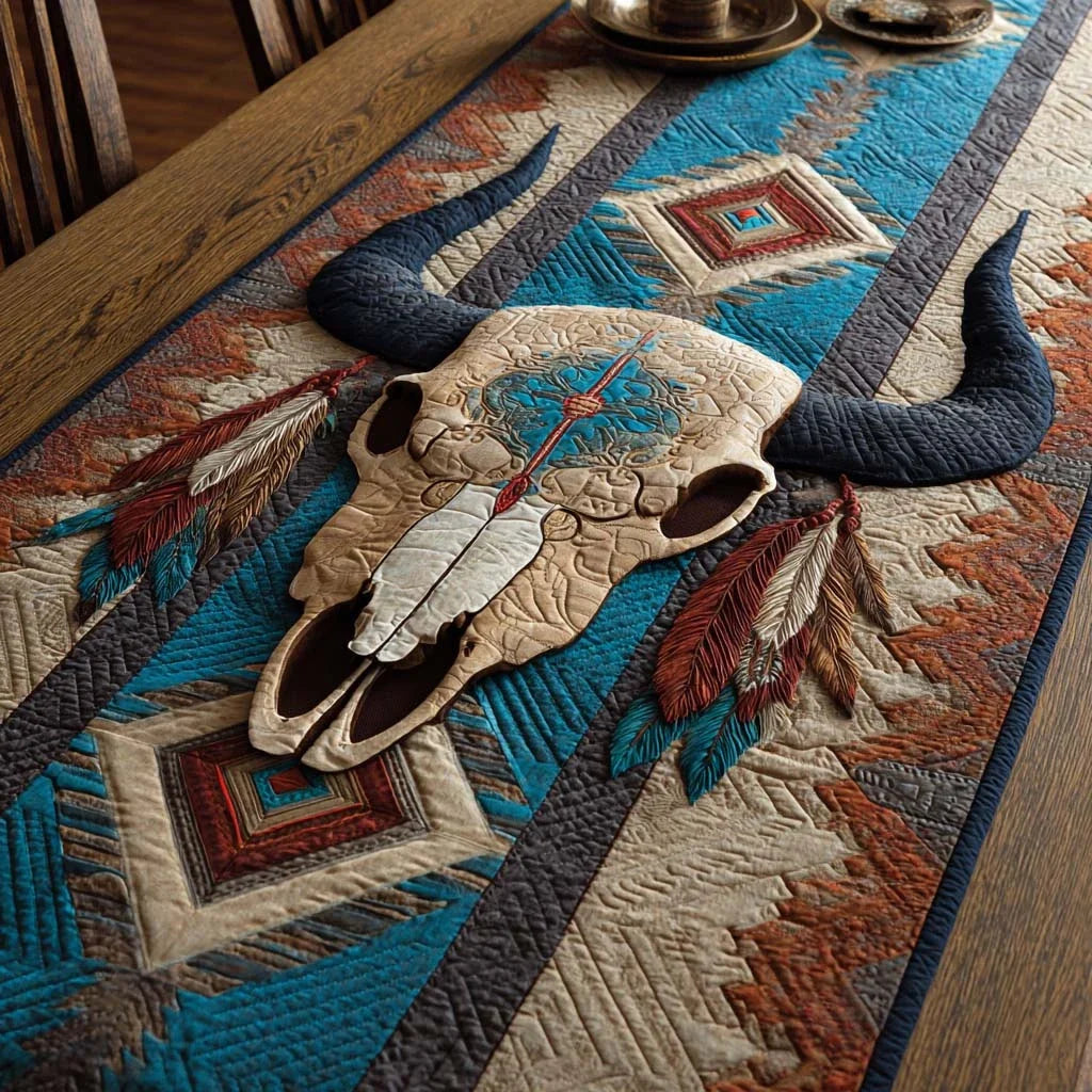 Blue Canyon Longhorn Quilted Table Runner