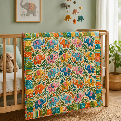 Blue Elephant Quilt Blanket - Quilted Blanket by Wild and Way