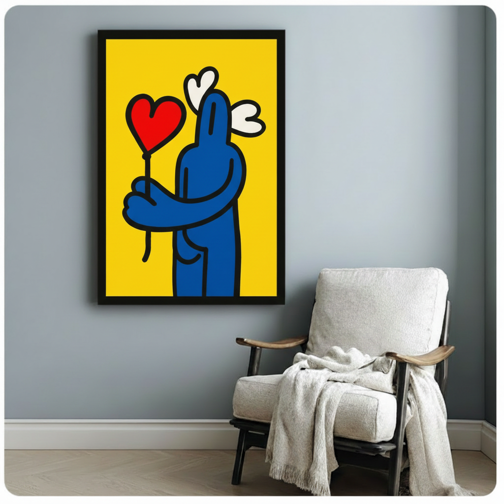 Pop Art Love Figure Bold Canvas Wall Art