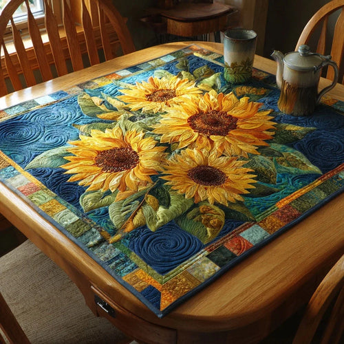 Blue Harmony Quilted Table Topper