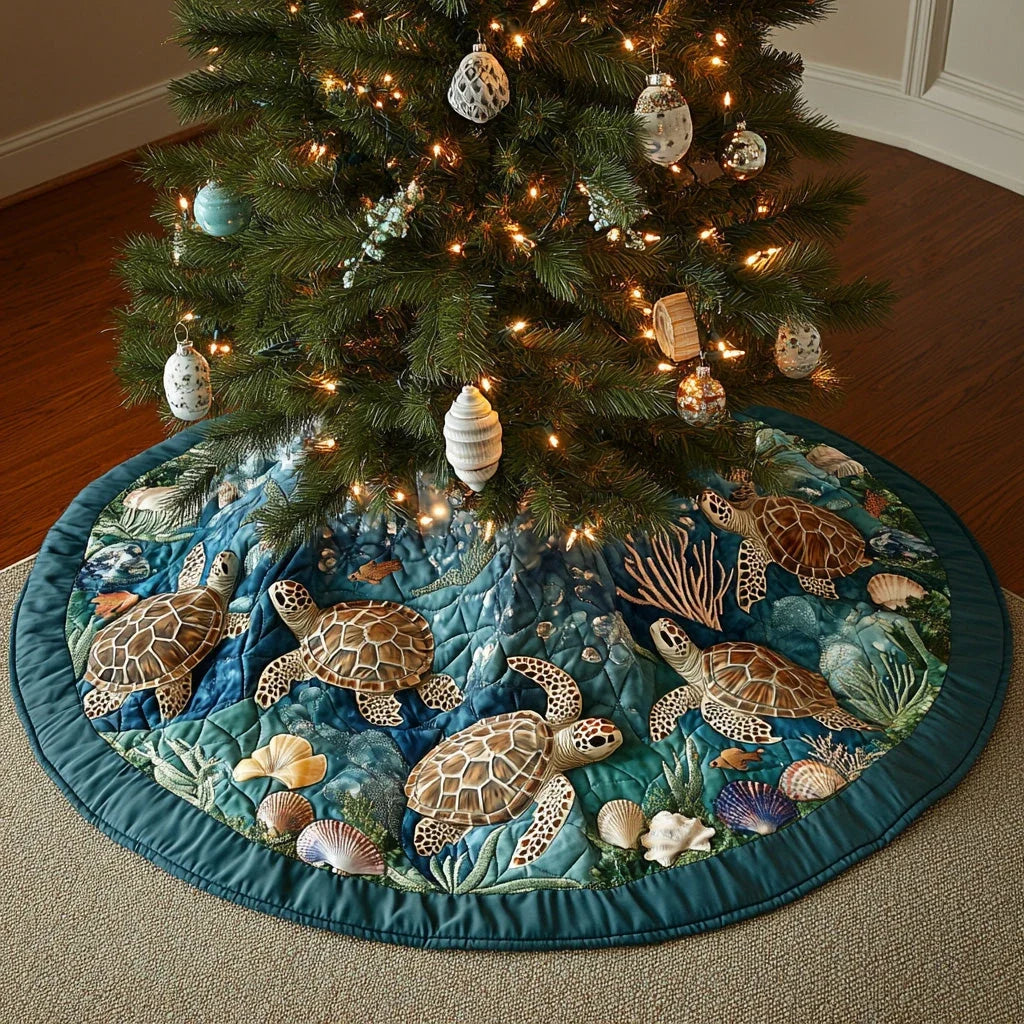 Blue Haven Christmas Quilted Tree Skirt