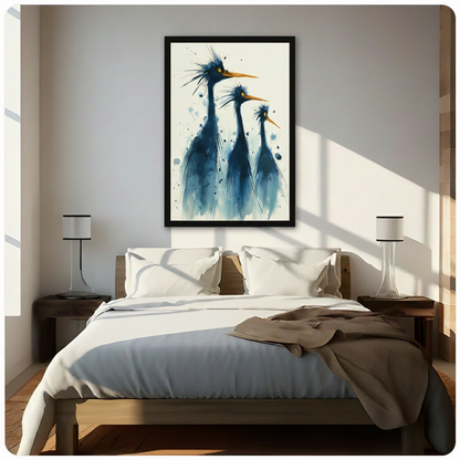 Blue Heron Trio Watercolor Canvas Wall Art