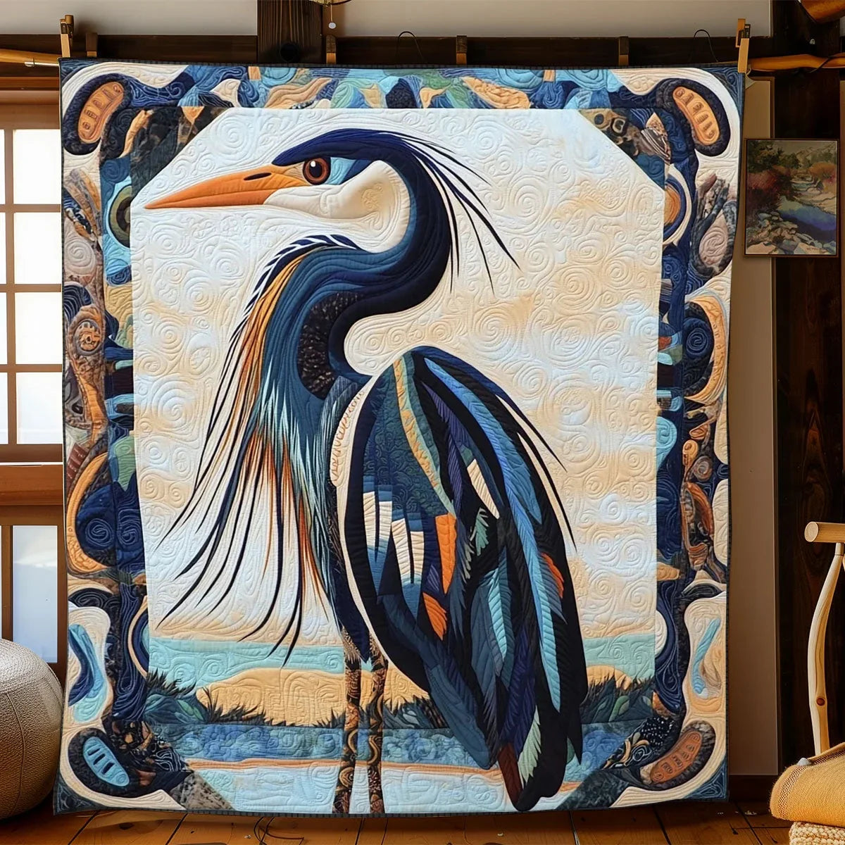 Blue Heron Quilt Blanket