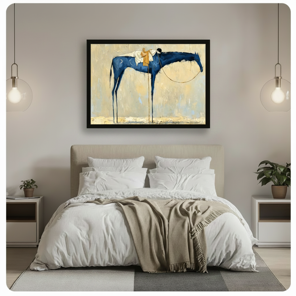 Blue Horse Surreal Expressionist Canvas Wall Art
