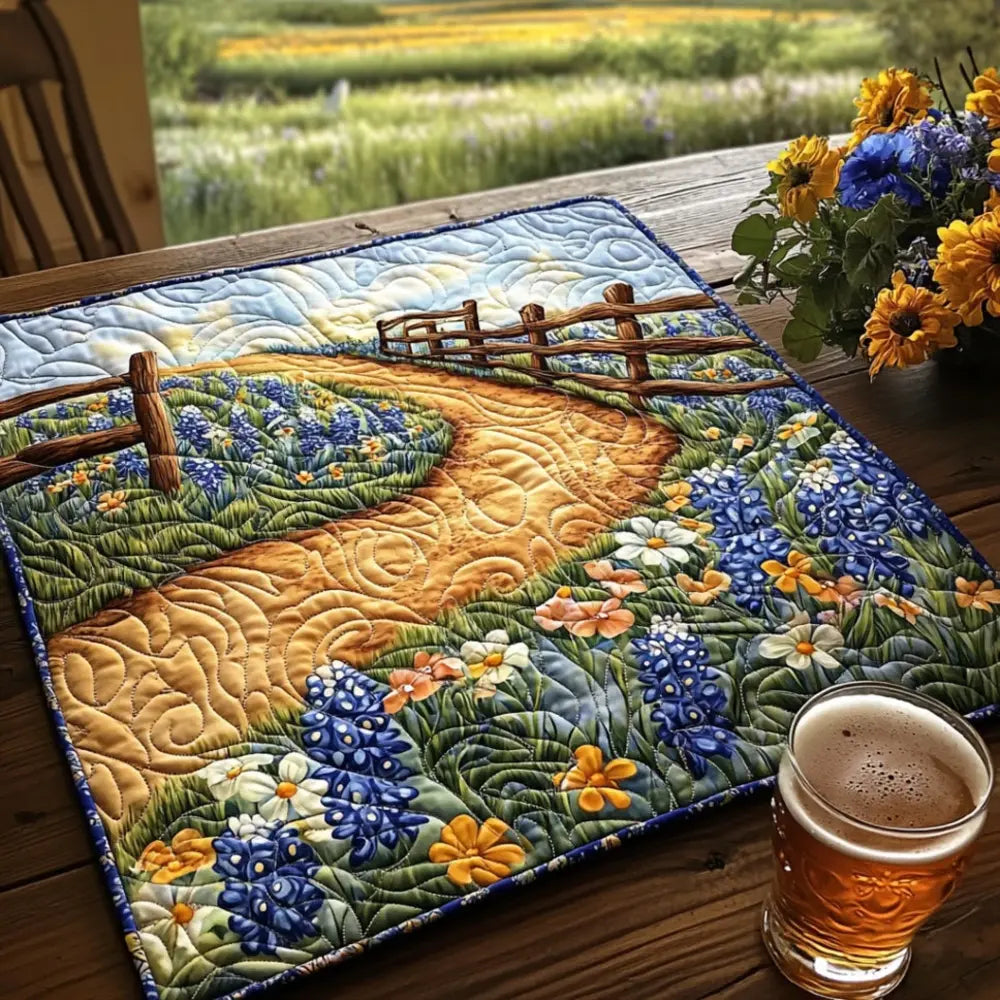 Blue Sky Petals Quilted Table Topper