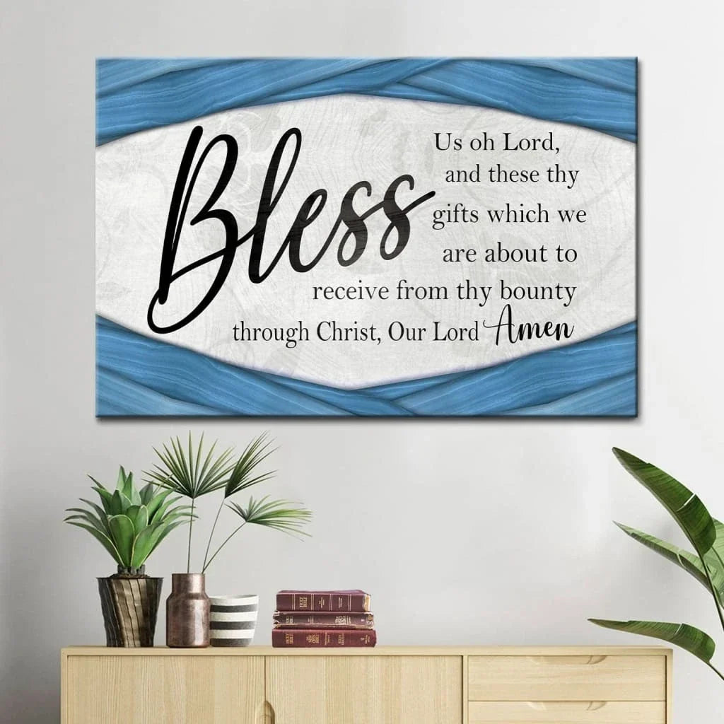 bless us oh lord wall art grace prayer praying before meals canvas wall art (Landscape) (view 2)