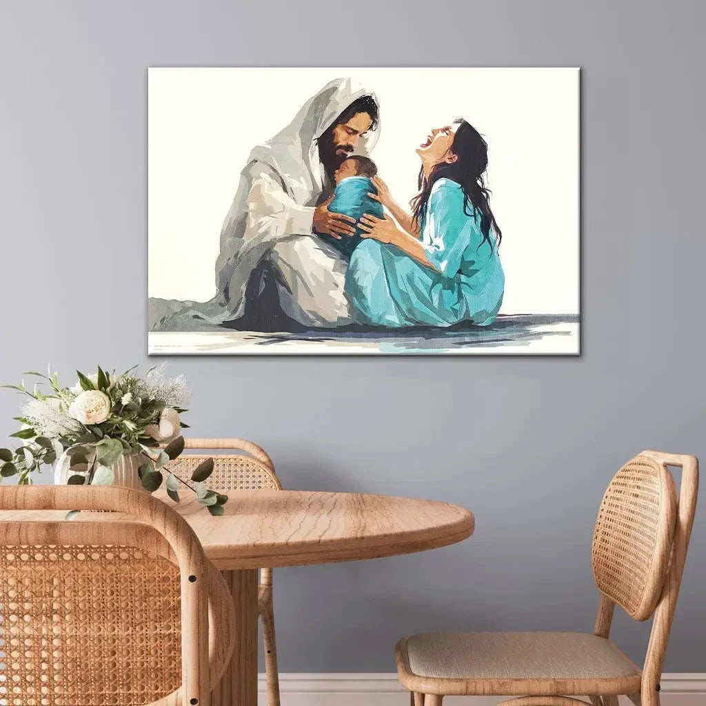jesus is close to the brokenhearted woman christian wall art canvas (Landscape) (view 3)
