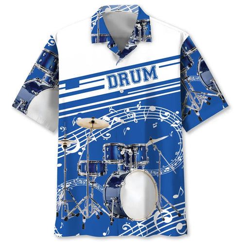 Blue Drum Set Hawaiian Shirt - S - hawaiian shirt