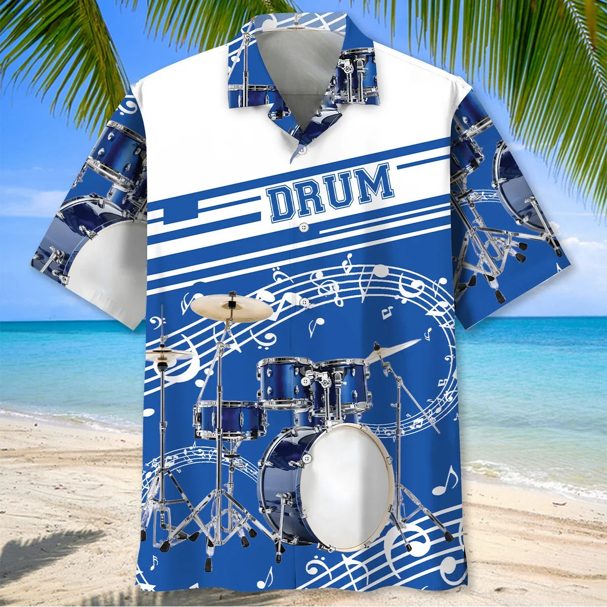 Blue Drum Set Hawaiian Shirt - M - hawaiian shirt