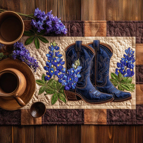 Bluebonnet Boots Quilted Table Runner