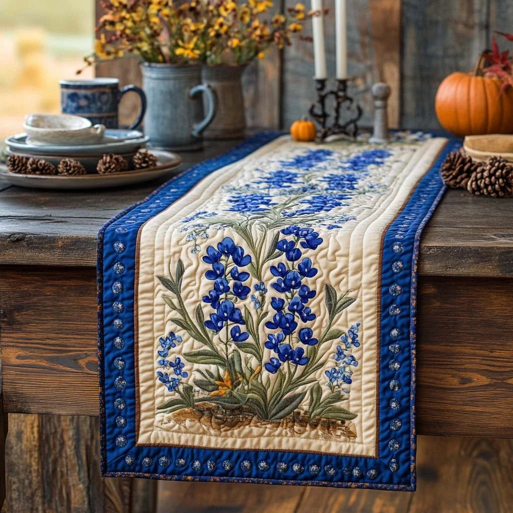 Bluebonnet Charm Quilted Table Runner
