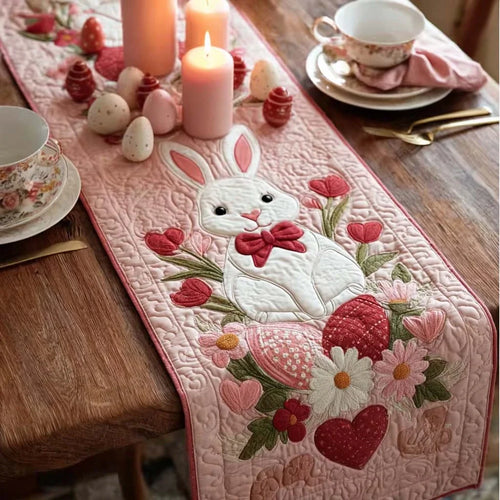 Blush Bunny Garden Quilted Table Runner