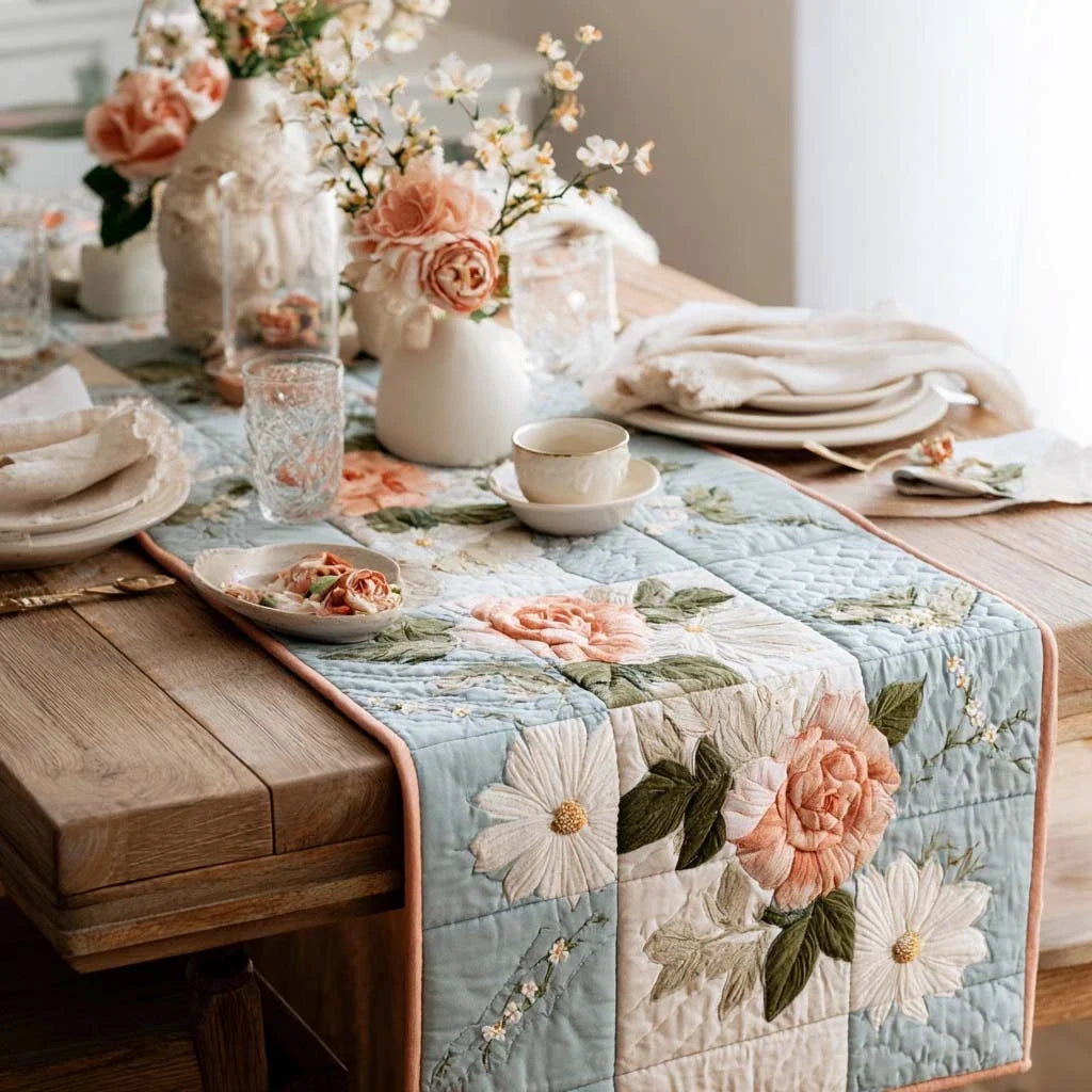 Blush Garden Runner Quilted Table Runner