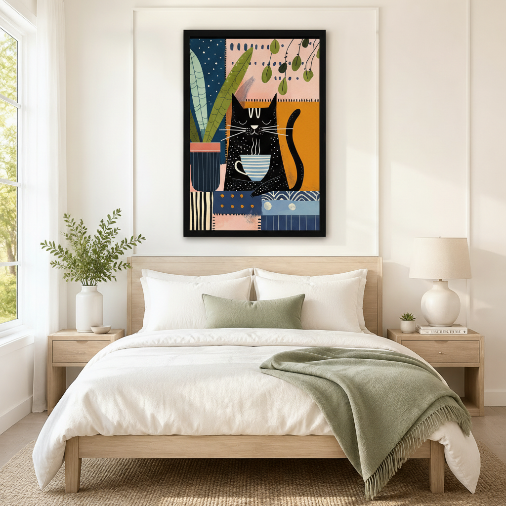 Black Cat Coffee Eclectic Canvas Wall Art