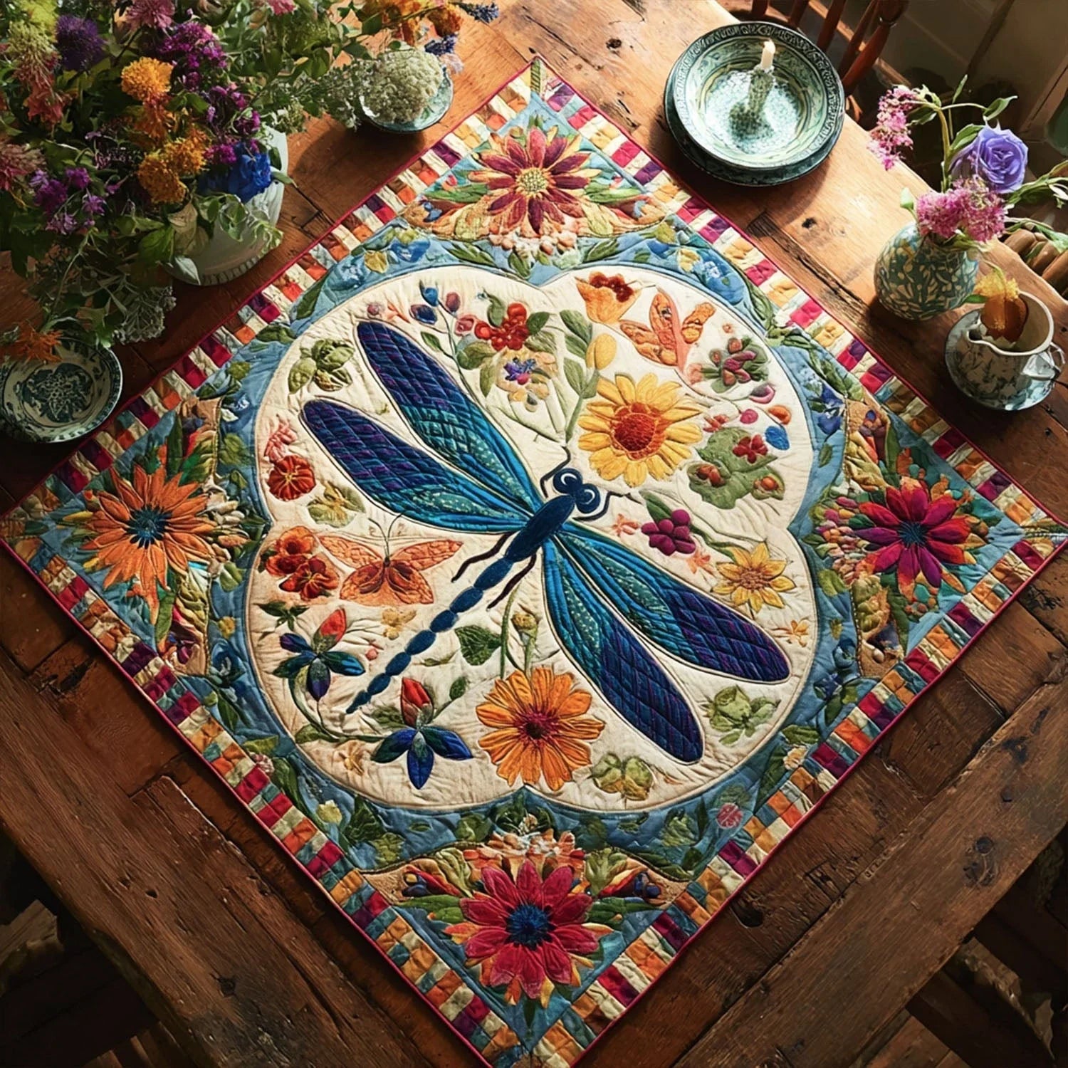 Boho Buzz Quilted Table Topper