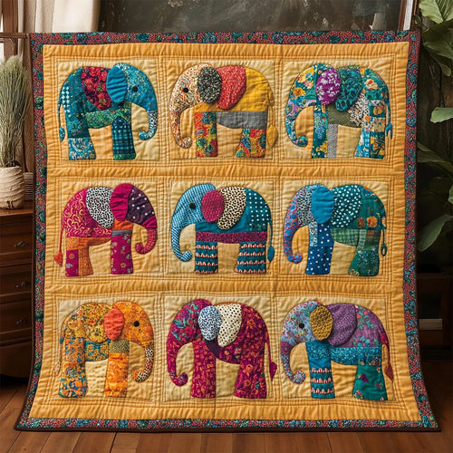 Boho Elephant Patchwork Quilt Blanket