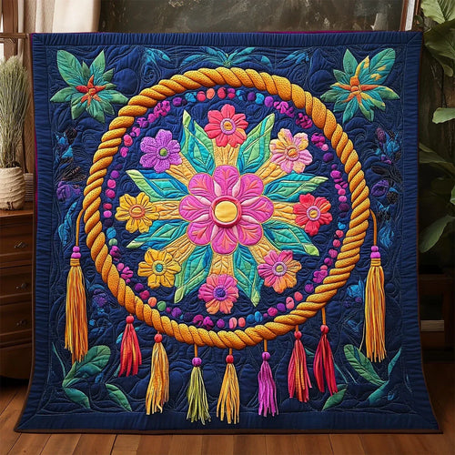 Boho Garden Mandala Quilt Blanket