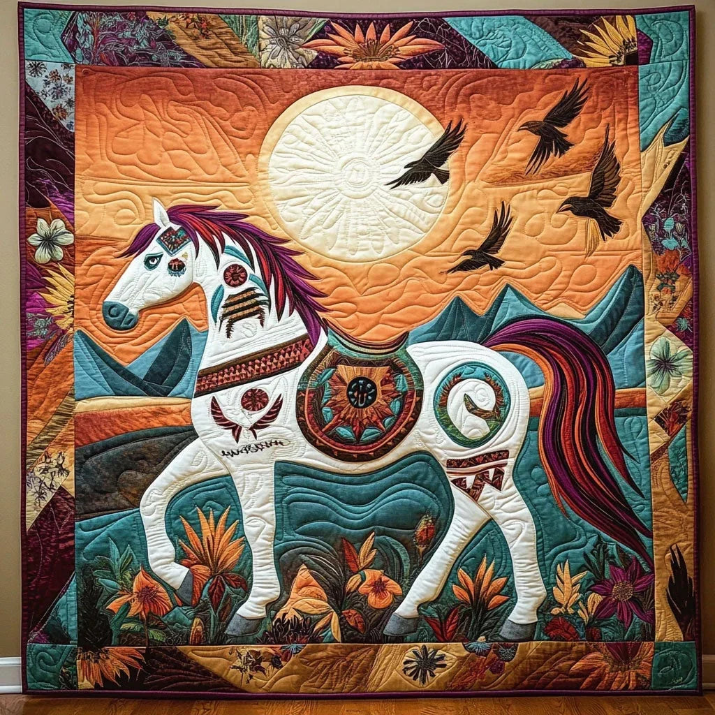 Boho Horse Quilt Blanket